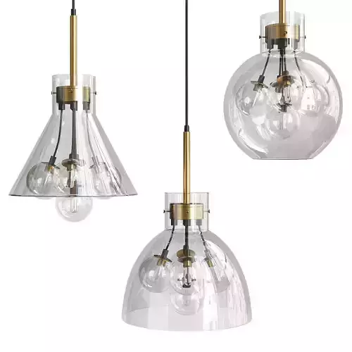 VAPPE three pendant lights with brass and clear glass