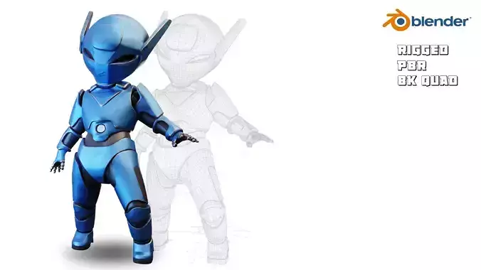 Tiny Robot Rigged Low-poly 3D model