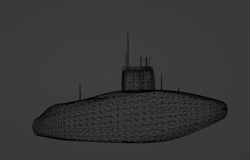 Low Poly Submarine Low-poly 3D model_7