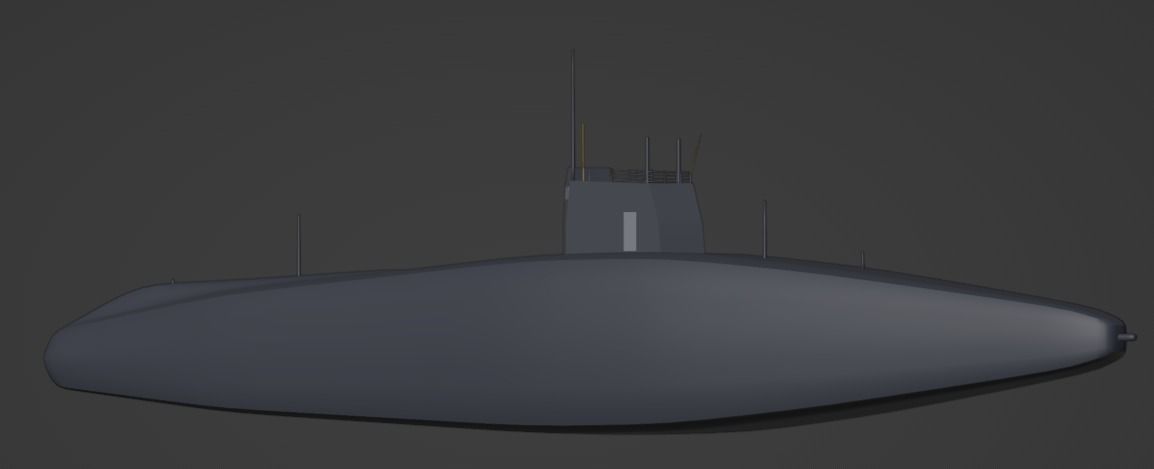 Low Poly Submarine Low-poly 3D model_1