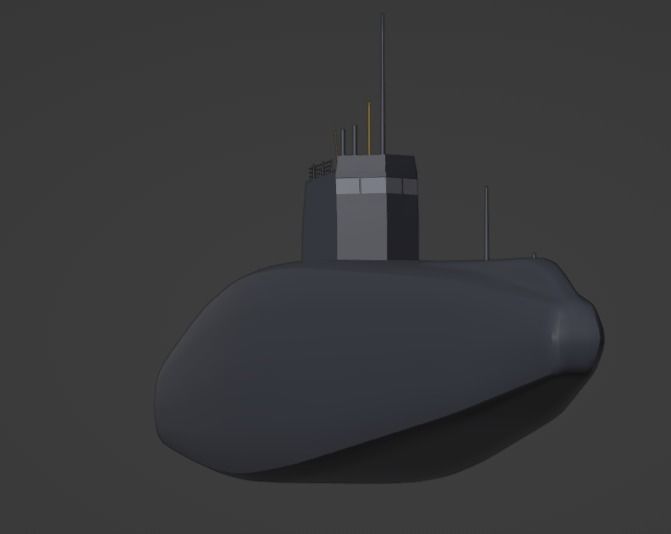 Low Poly Submarine Low-poly 3D model_2