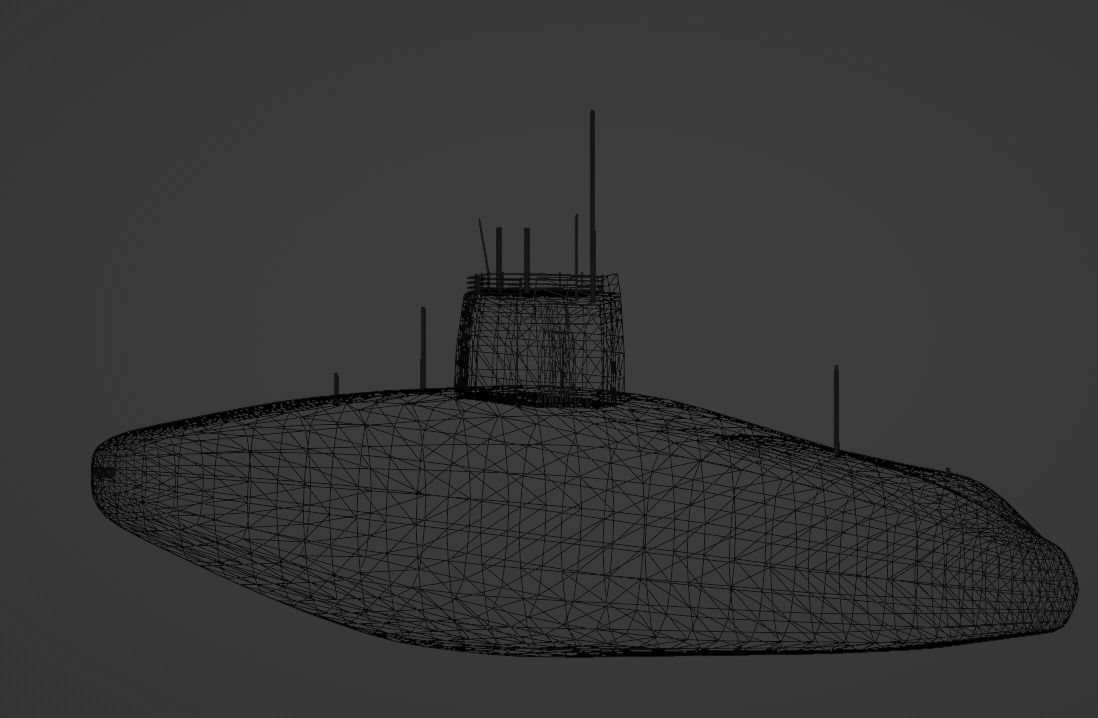 Low Poly Submarine Low-poly 3D model_5