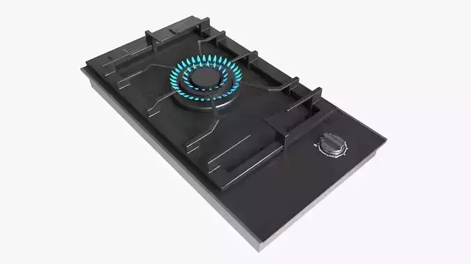 Gas Hob One Burner Glass Black 3D model
