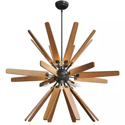 Bernice 8 light Antique Black Sputnik Natural Wood Chandelier