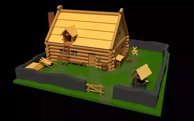 Low Poly Medieval Hut