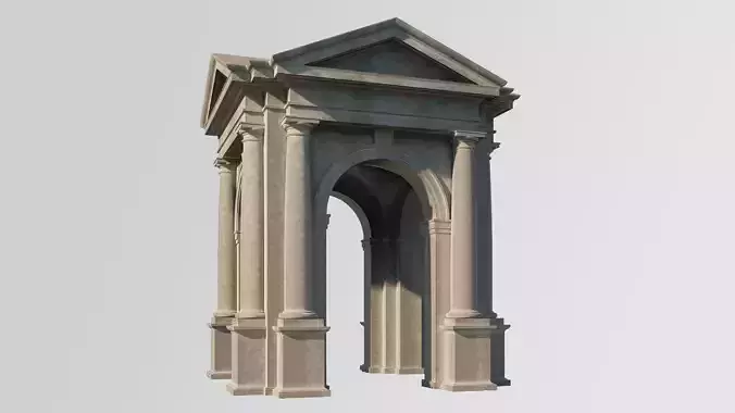 Arched portico Tuscan order with 3 4 columns with a pedestal 3D model