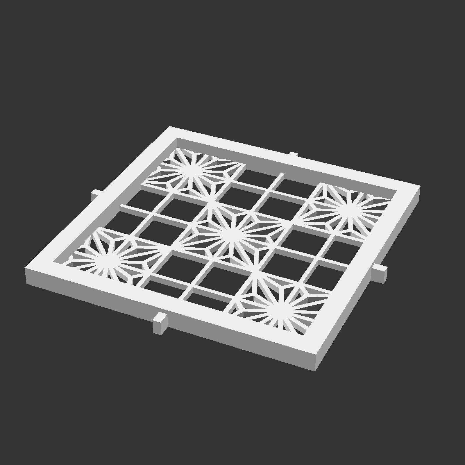 Kumiko Japanese Shoji Lantern - Kaku Asa-no-ha 3D print model_16