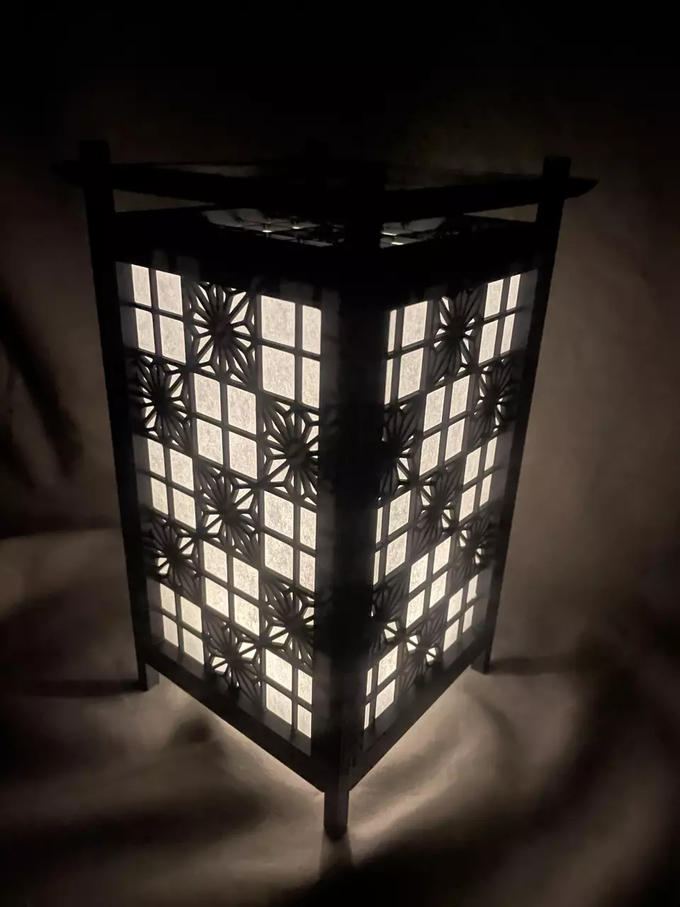 Kumiko Japanese Shoji Lantern - Kaku Asa-no-ha 3D print model_0