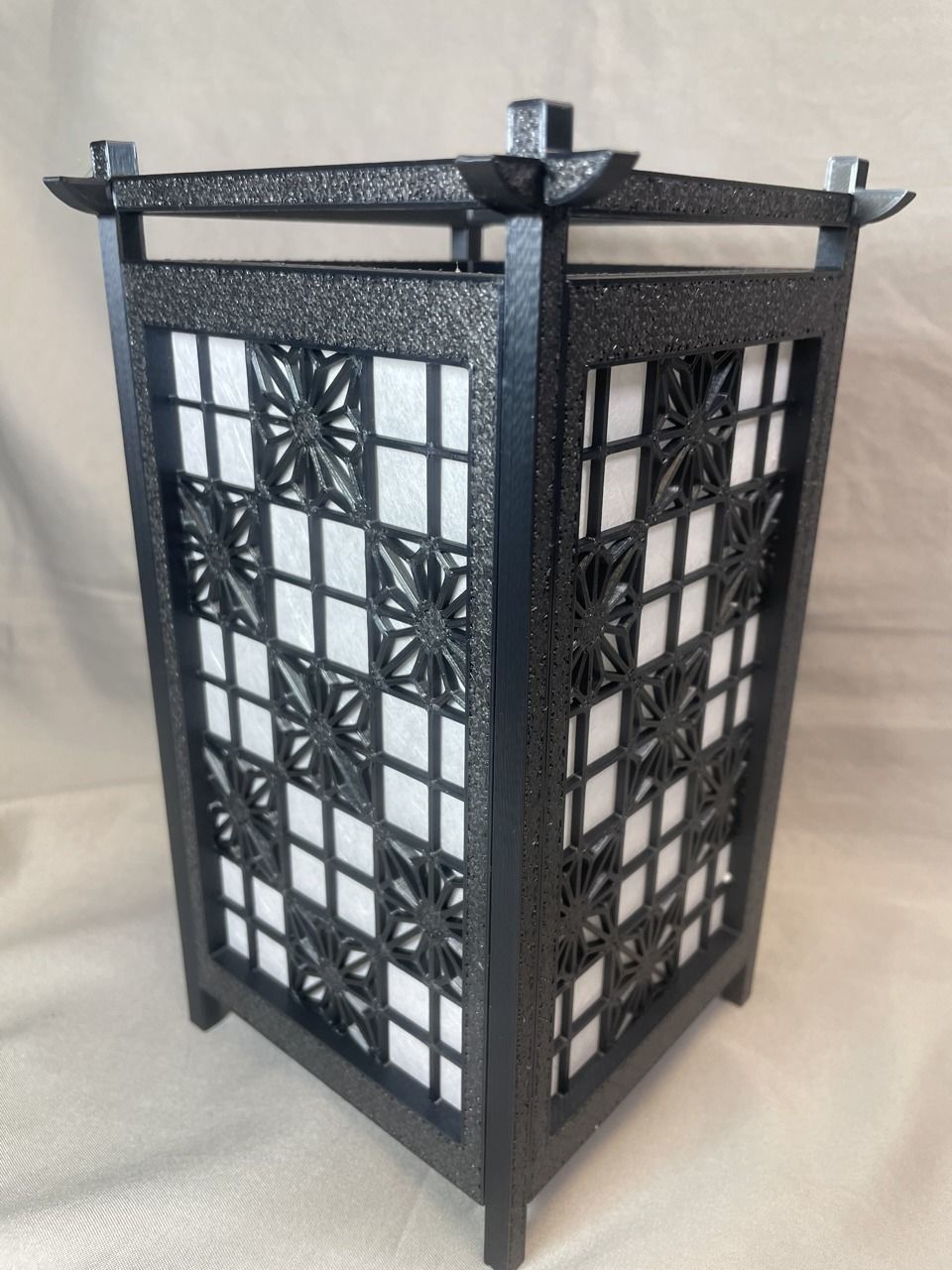 Kumiko Japanese Shoji Lantern - Kaku Asa-no-ha 3D print model_3