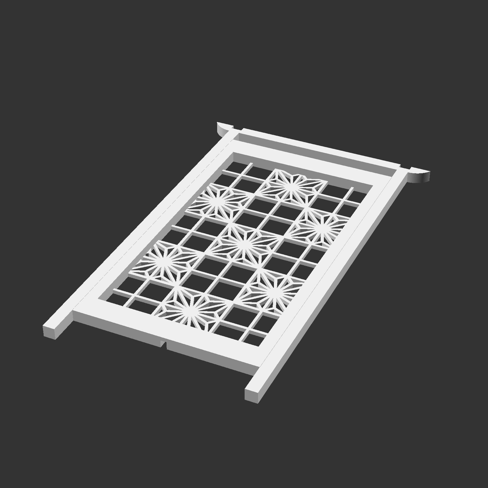 Kumiko Japanese Shoji Lantern - Kaku Asa-no-ha 3D print model_12
