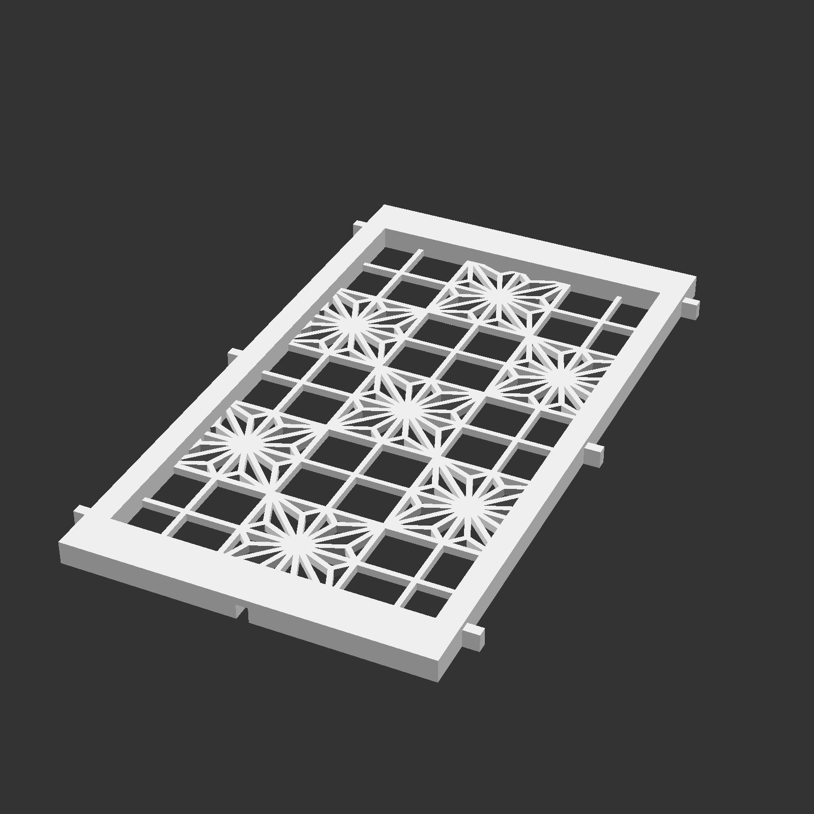 Kumiko Japanese Shoji Lantern - Kaku Asa-no-ha 3D print model_14