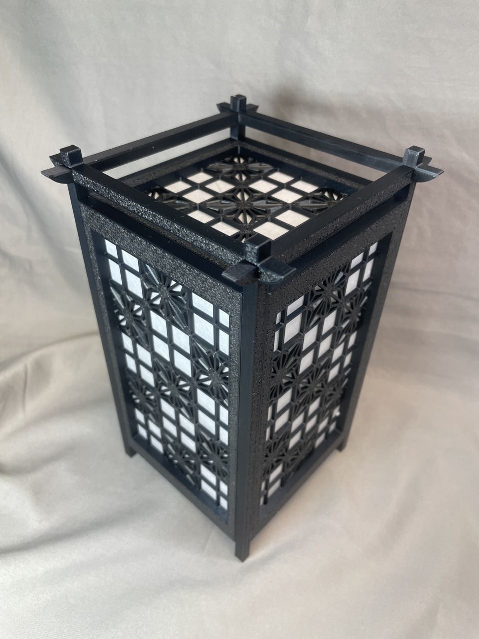 Kumiko Japanese Shoji Lantern - Kaku Asa-no-ha 3D print model_4