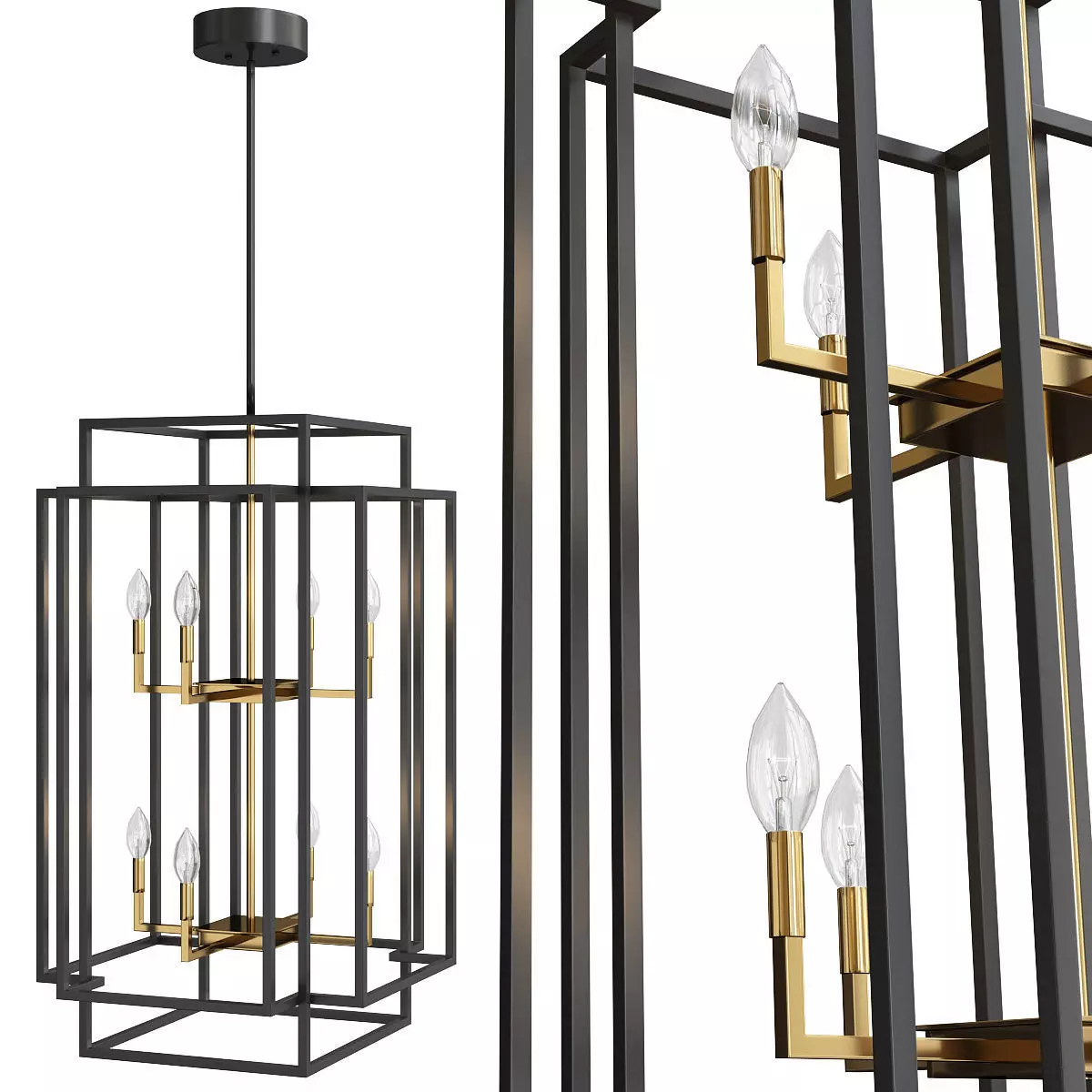 Fixture Rustic Lantern Pendant Lighting for Kitchen Hallway Low-poly 3D model
