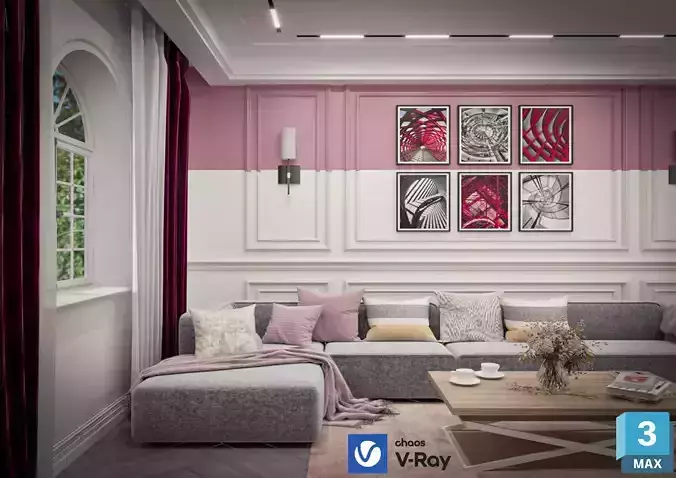 living room interior scene 3D model