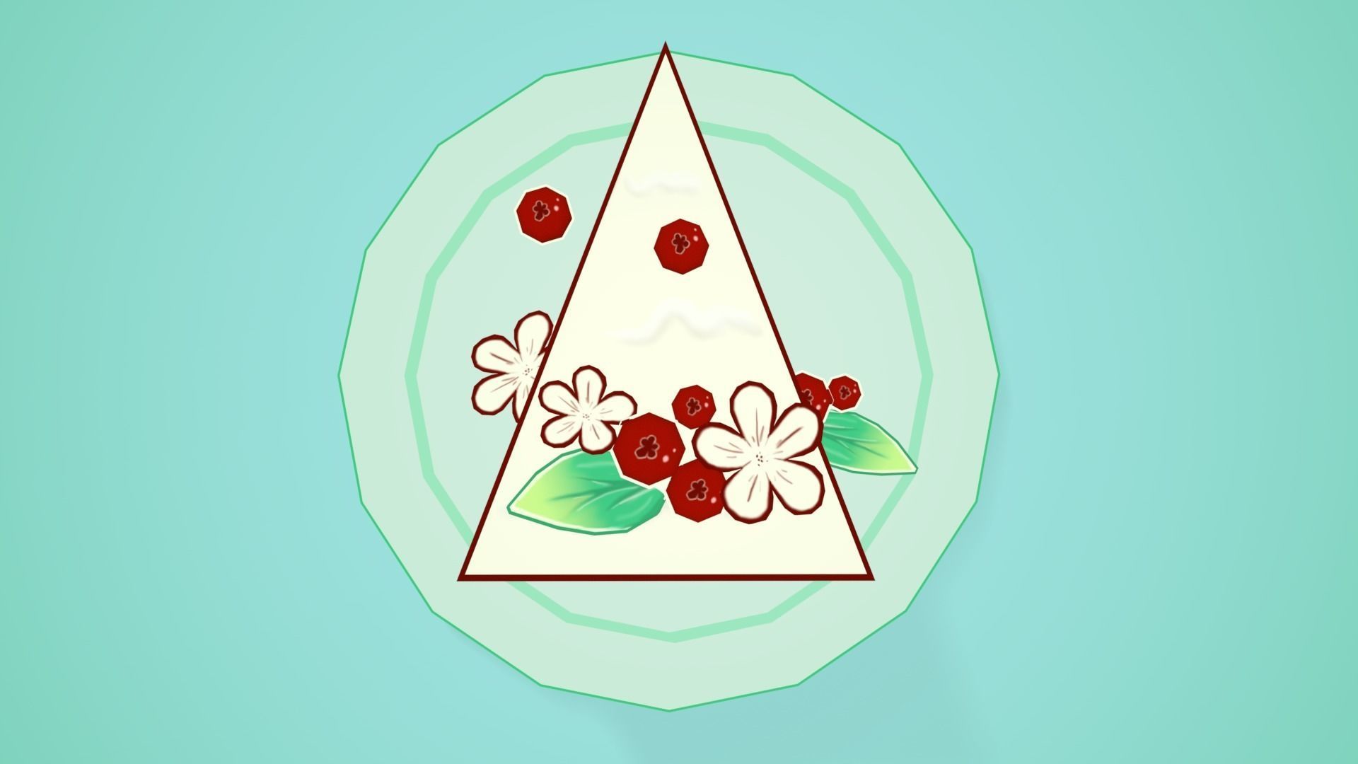 Red Velvet Cake Low-poly 3D model_5