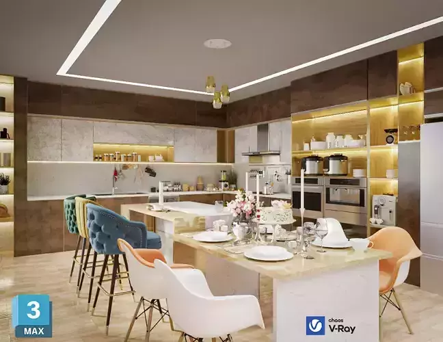 modern kitchen interior scene