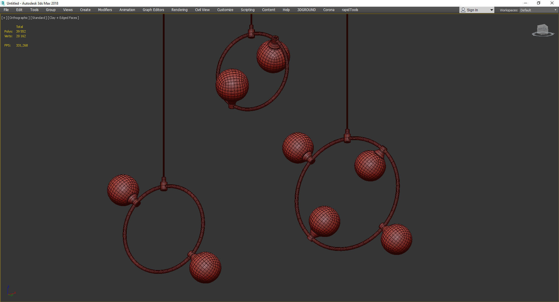 EXIST three brass pendant lights Low-poly 3D model_3