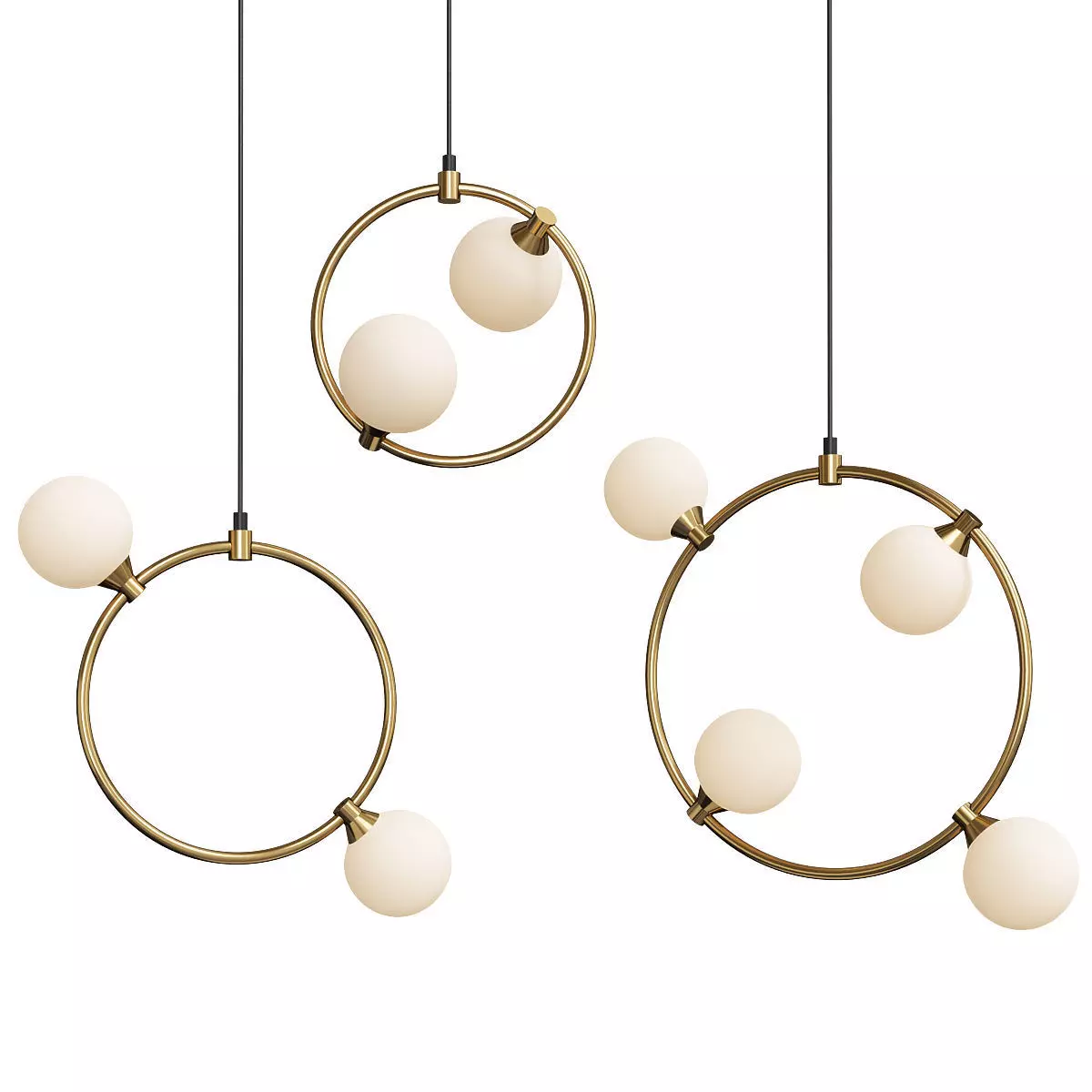 EXIST three brass pendant lights Low-poly 3D model_0