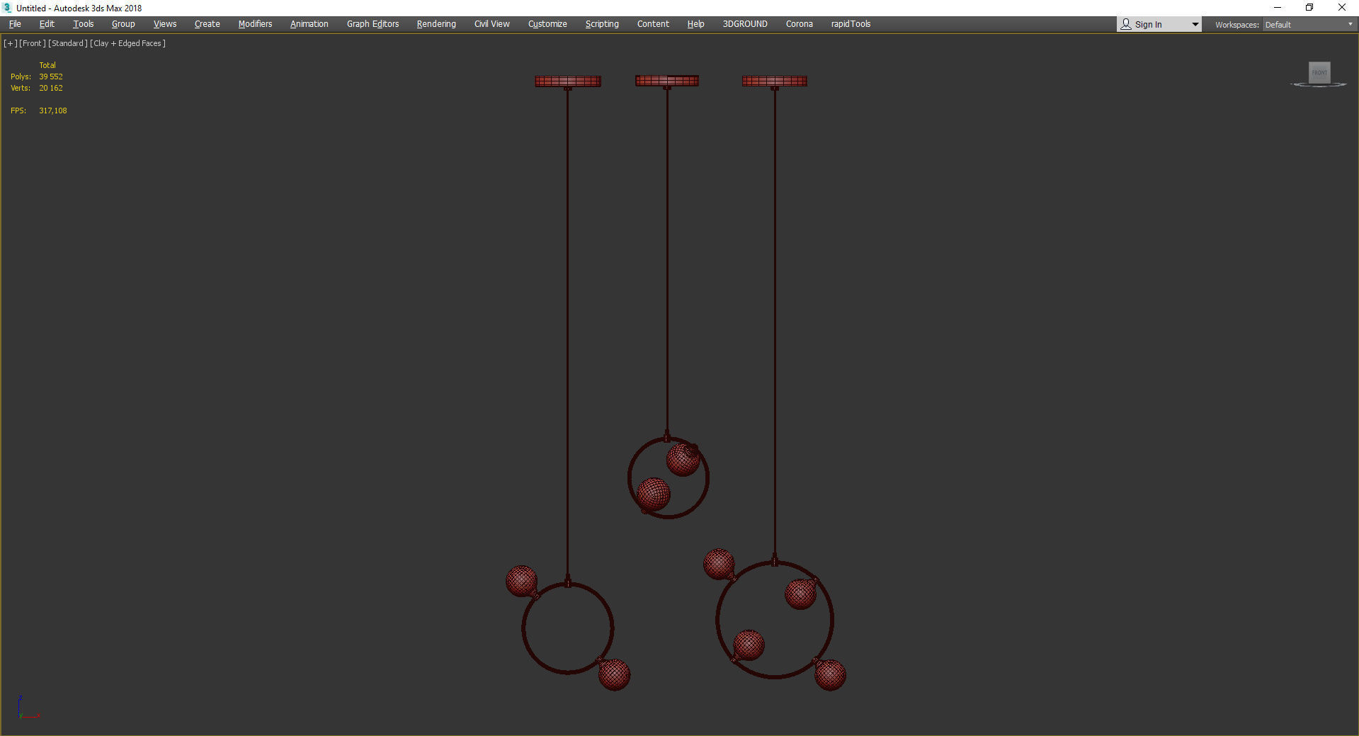 EXIST three brass pendant lights Low-poly 3D model_2