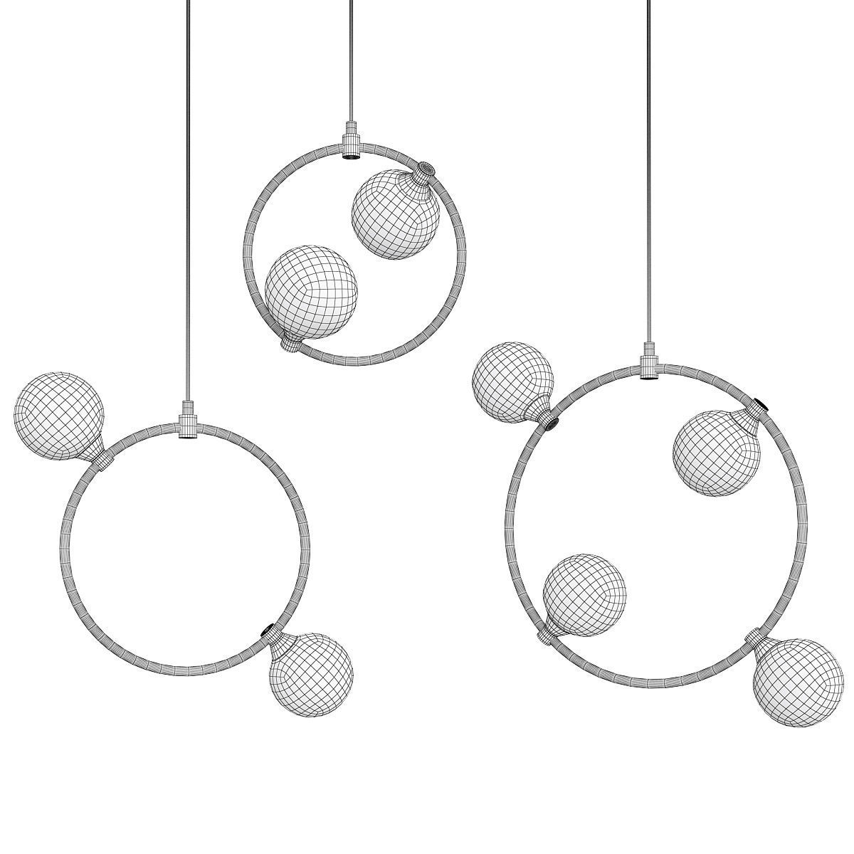 EXIST three brass pendant lights Low-poly 3D model_1