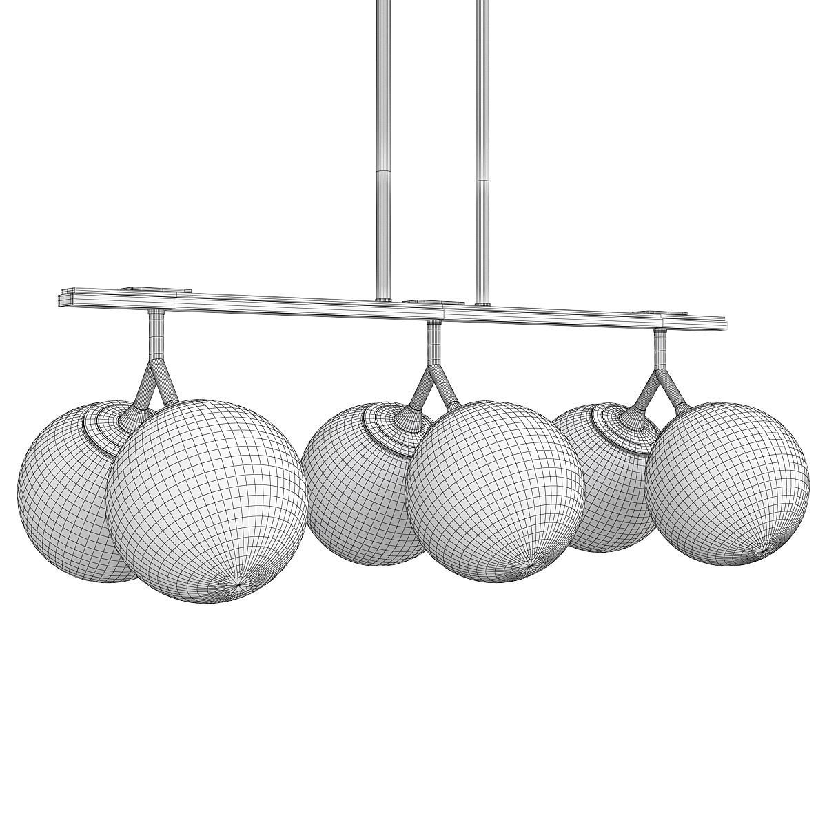 Modern Glam 6 light Orb Seeded Glass Chandelier Low-poly 3D model_1
