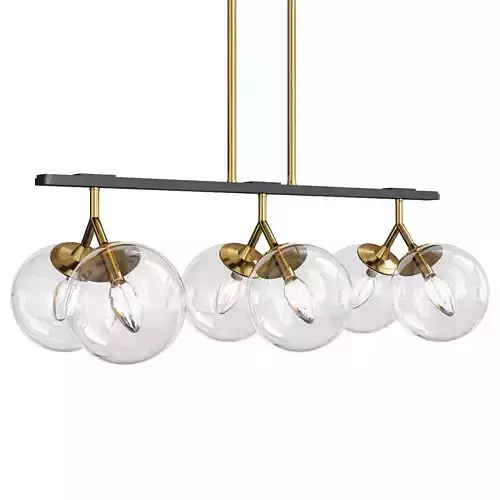 Modern Glam 6 light Orb Seeded Glass Chandelier