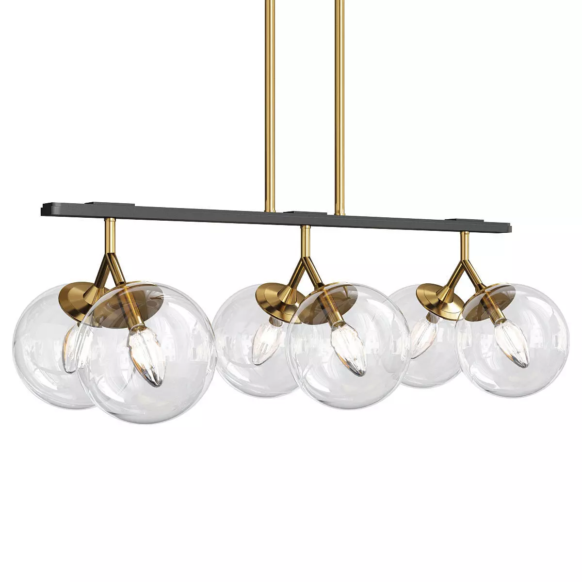 Modern Glam 6 light Orb Seeded Glass Chandelier Low-poly 3D model_0