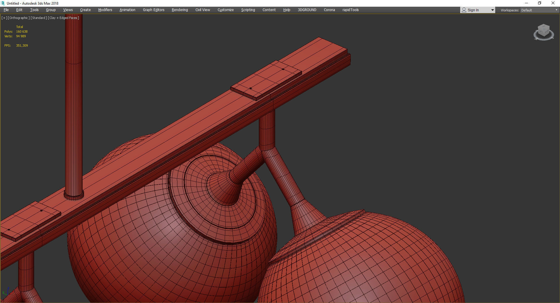 Modern Glam 6 light Orb Seeded Glass Chandelier Low-poly 3D model_4