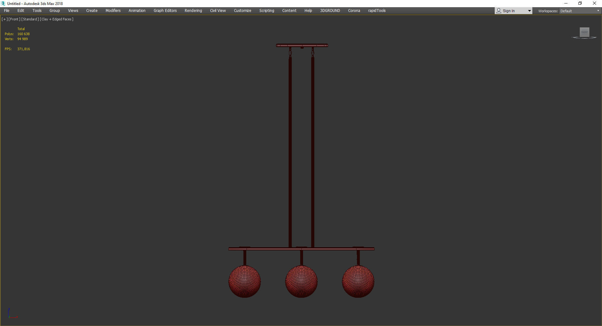 Modern Glam 6 light Orb Seeded Glass Chandelier Low-poly 3D model_2