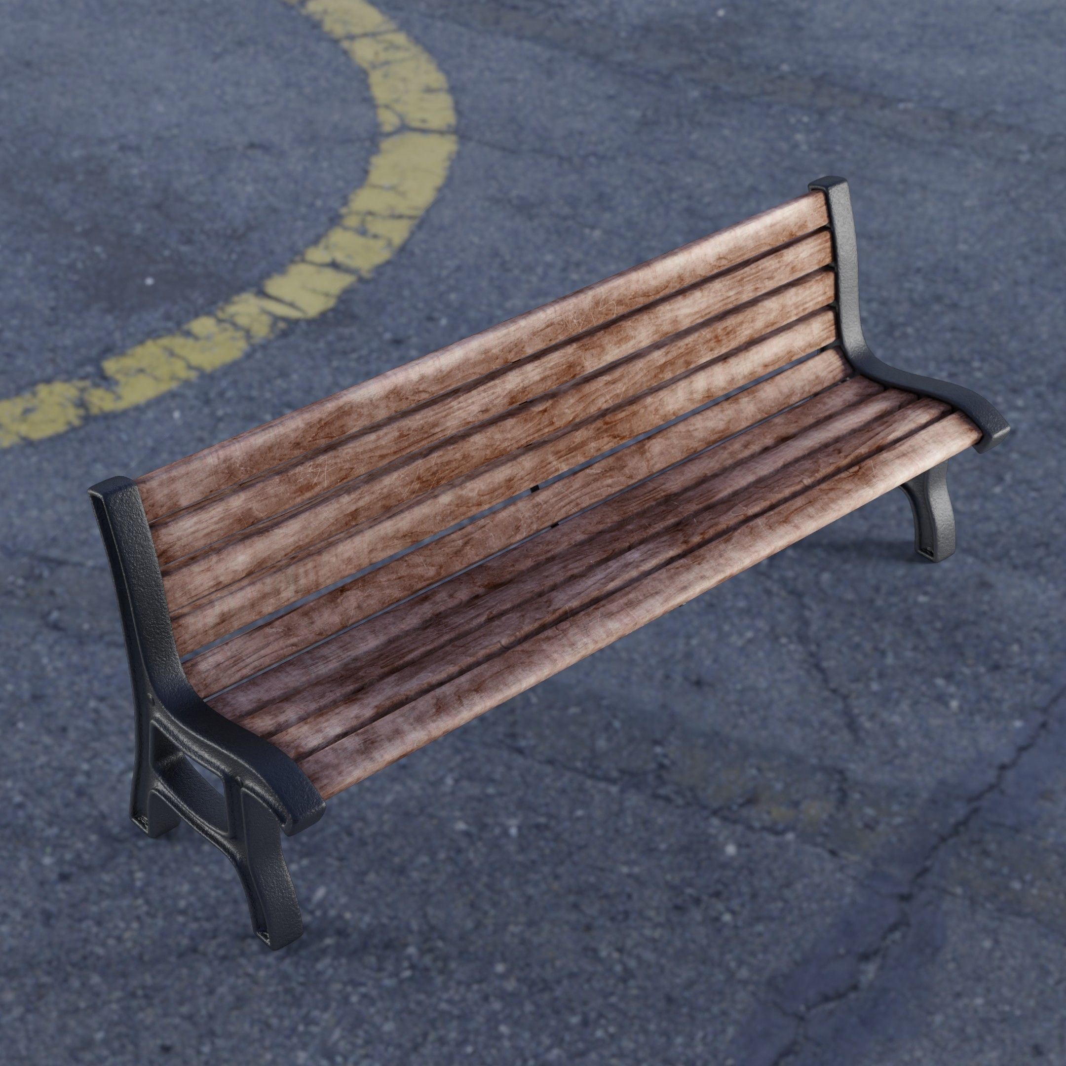 Bench park Low-poly 3D model_5