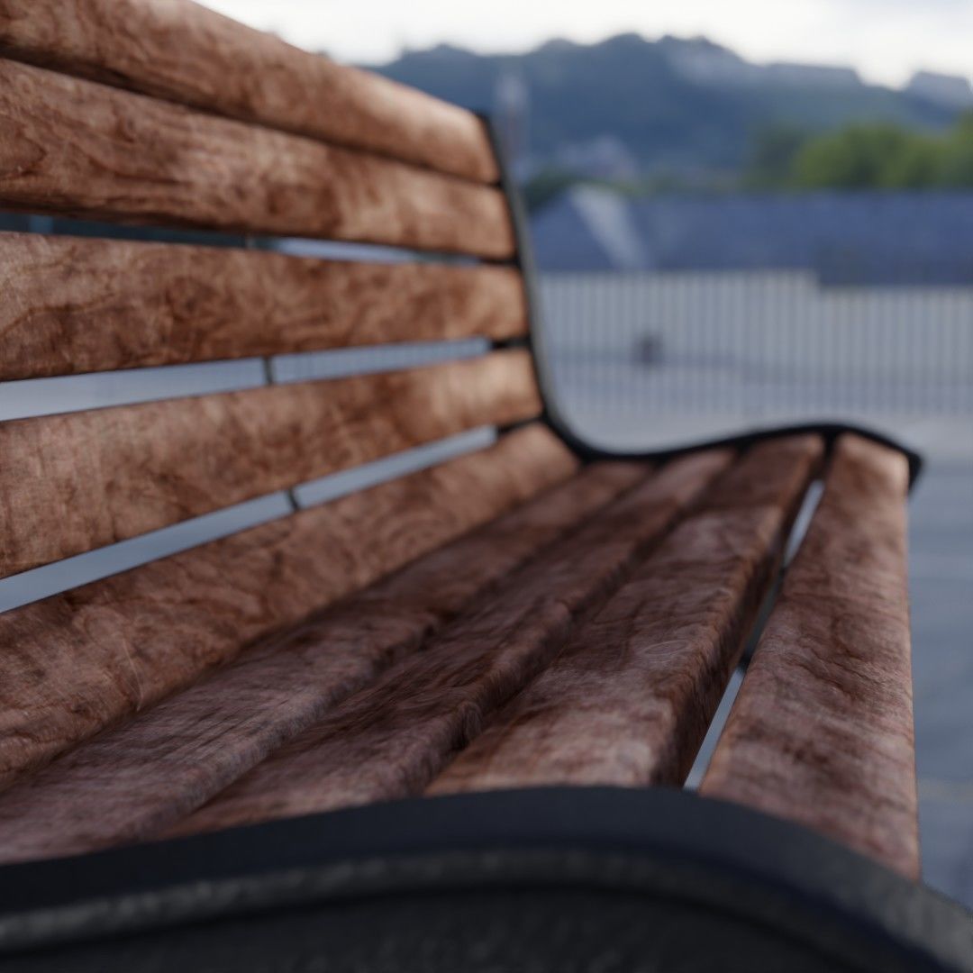 Bench park Low-poly 3D model_17