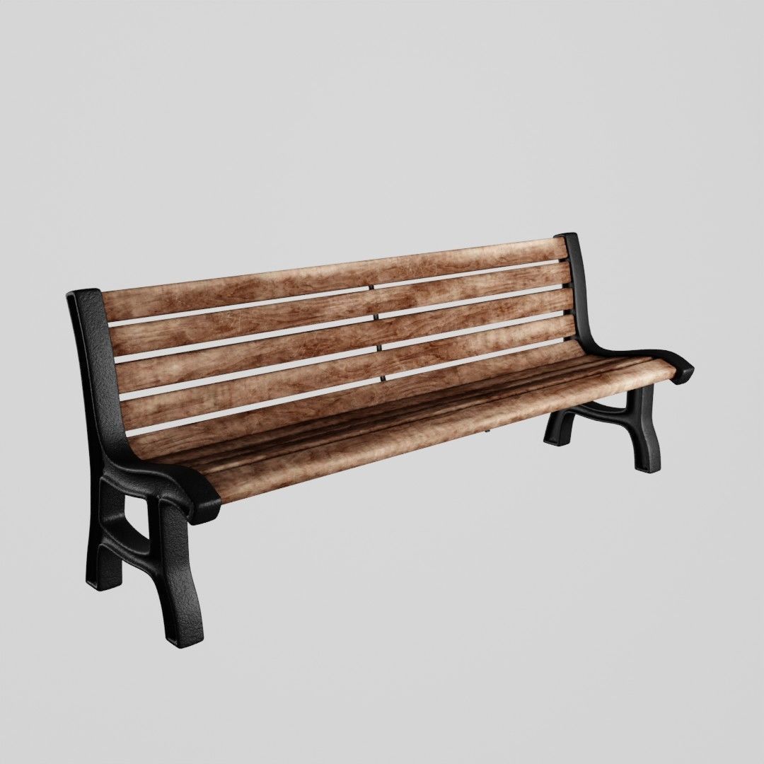 Bench park Low-poly 3D model_14