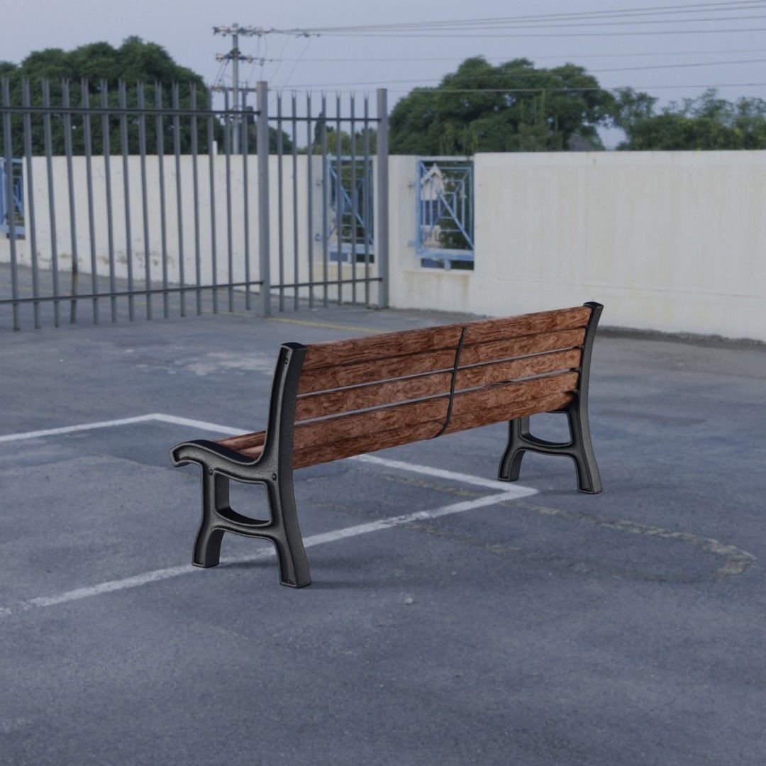 Bench park Low-poly 3D model_8