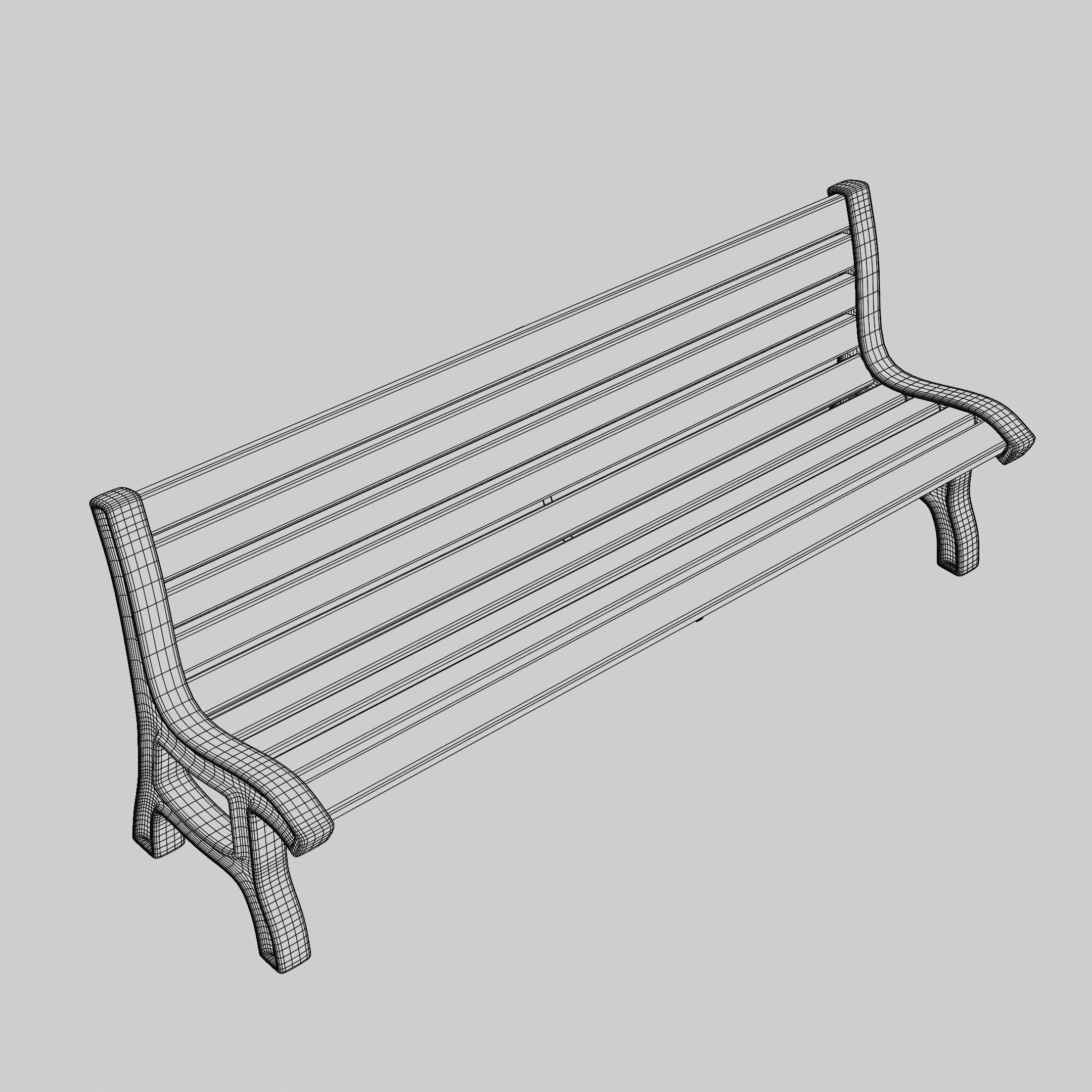 Bench park Low-poly 3D model_11