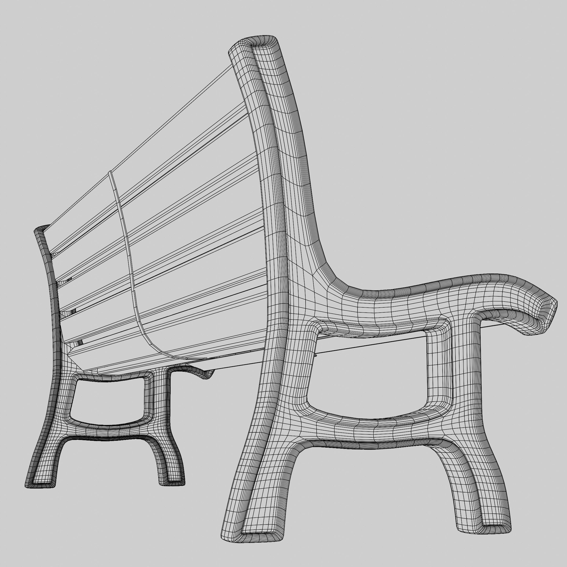 Bench park Low-poly 3D model_15