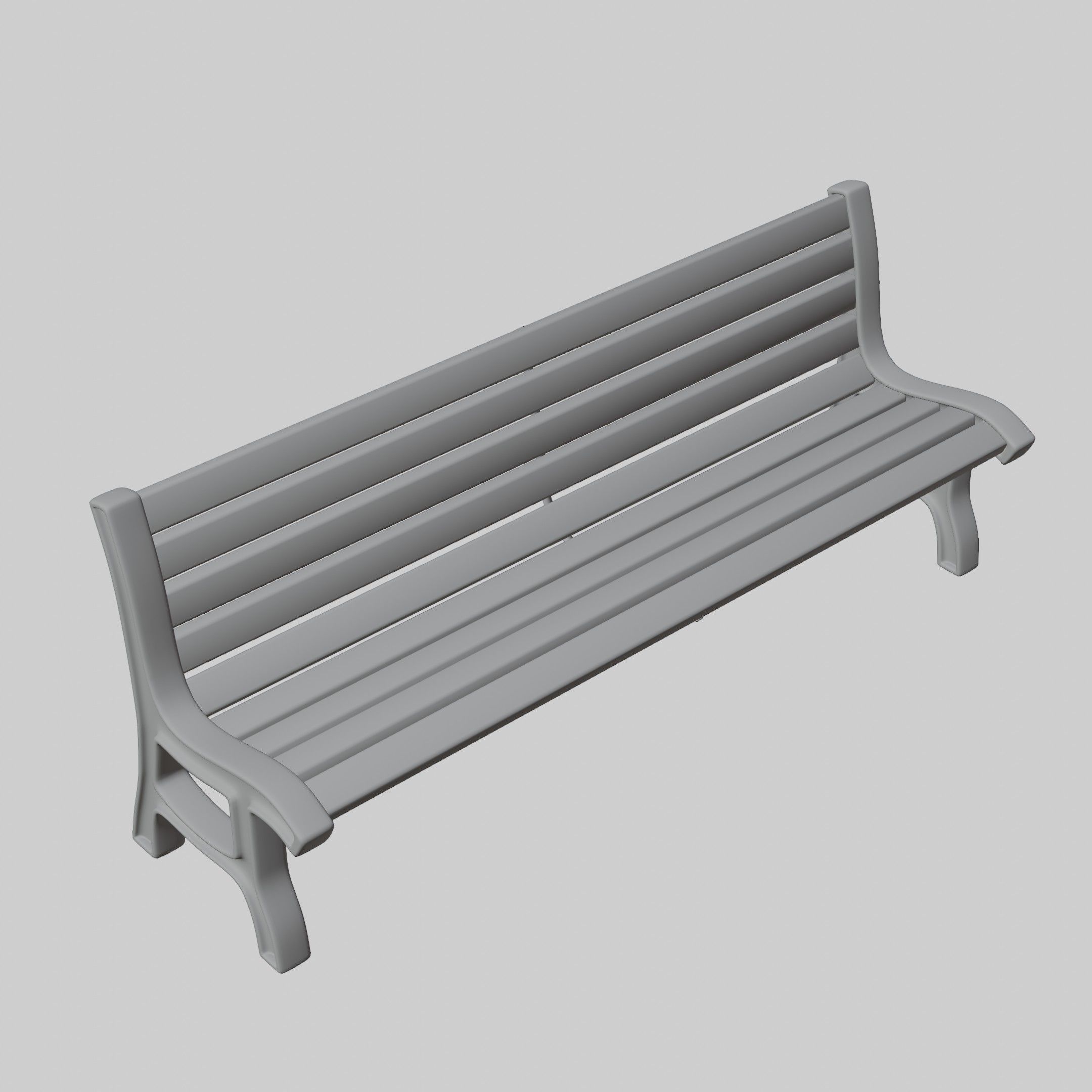 Bench park Low-poly 3D model_12