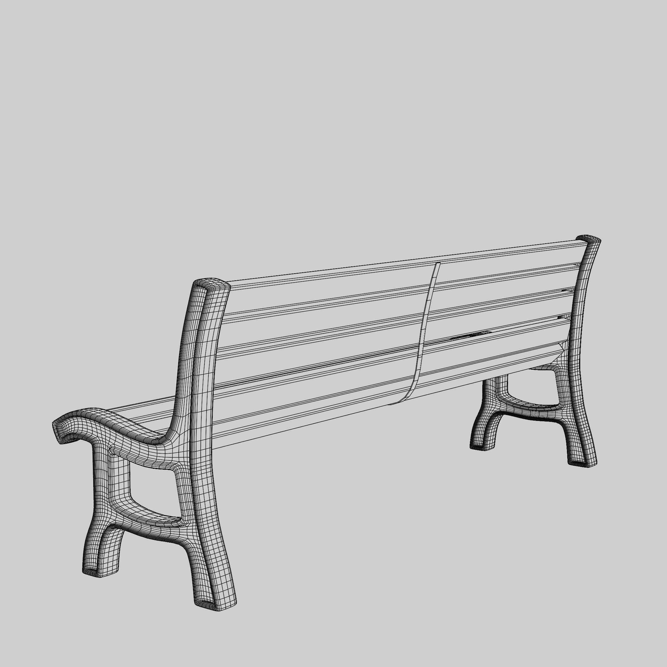 Bench park Low-poly 3D model_9