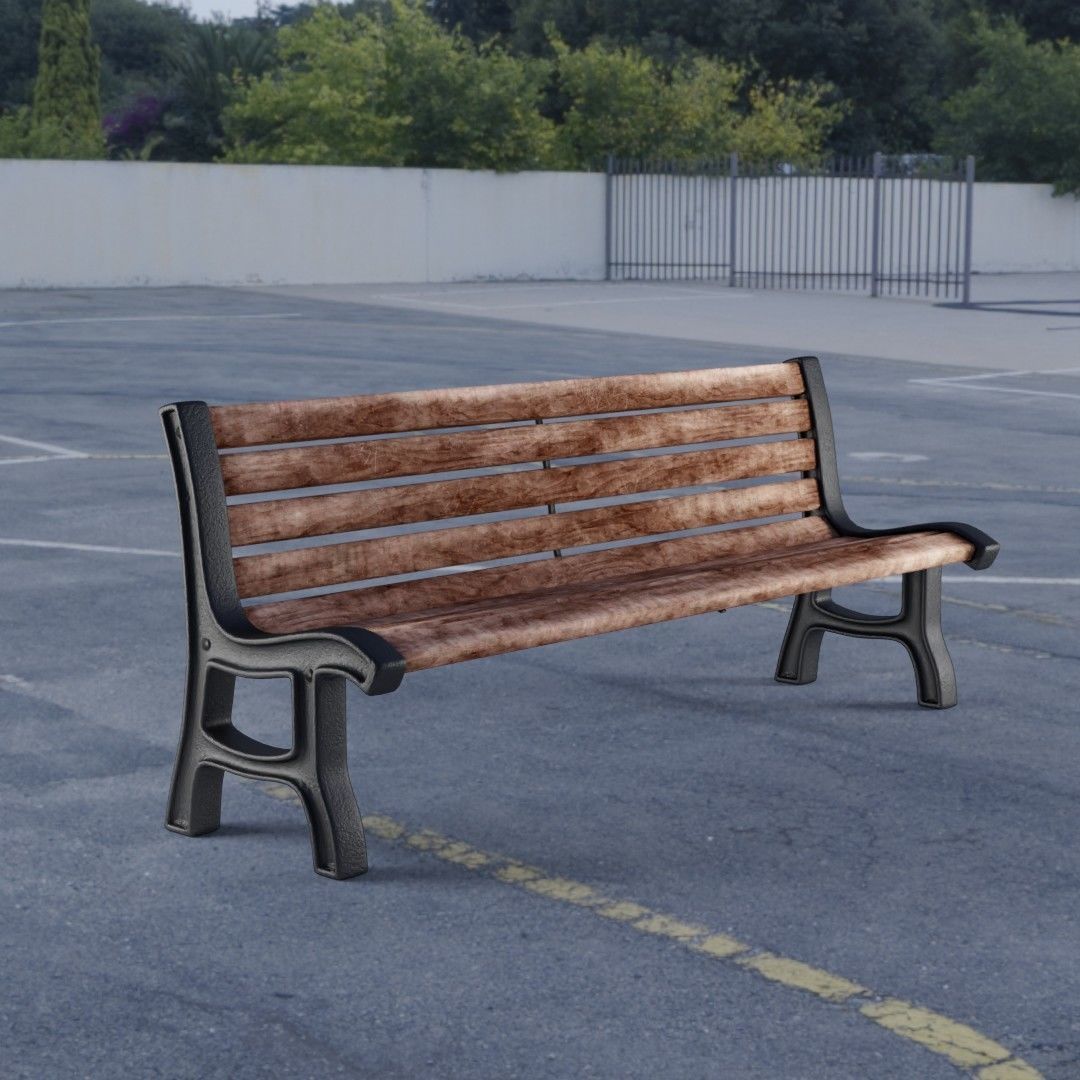 Bench park Low-poly 3D model_2