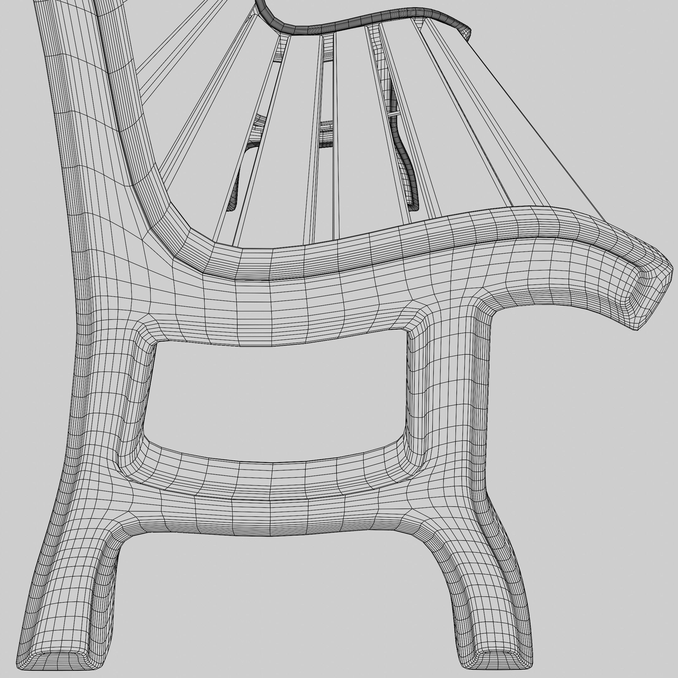 Bench park Low-poly 3D model_16