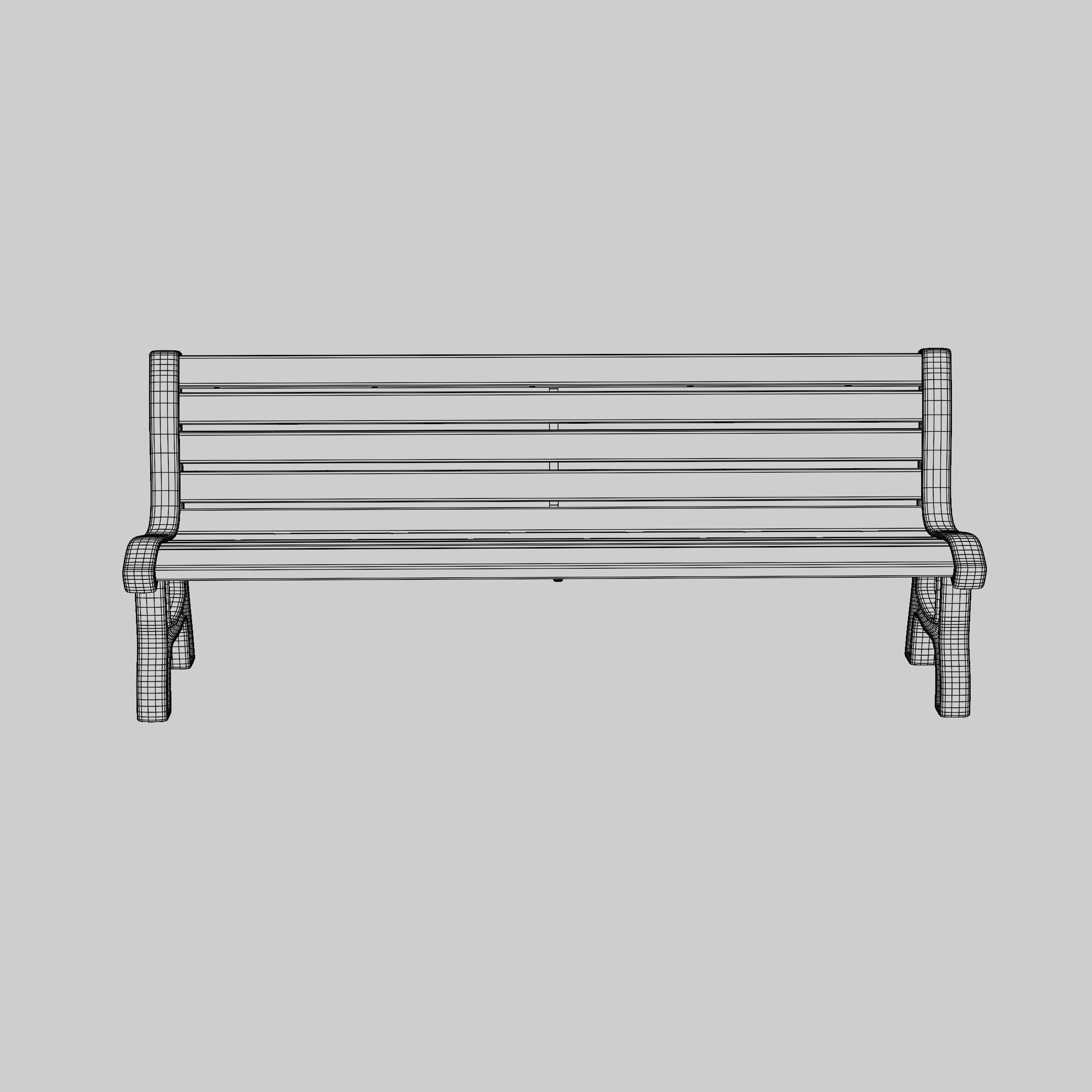 Bench park Low-poly 3D model_13