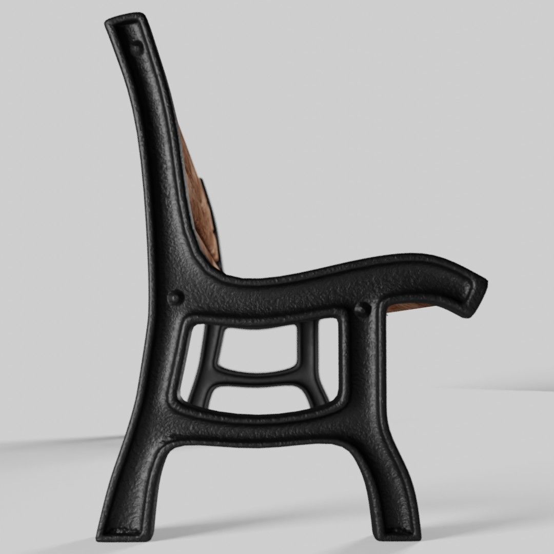 Bench park Low-poly 3D model_7