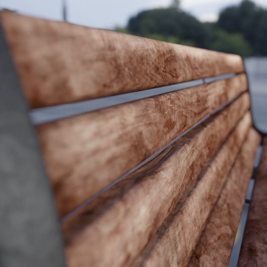 Bench park Low-poly 3D model_4