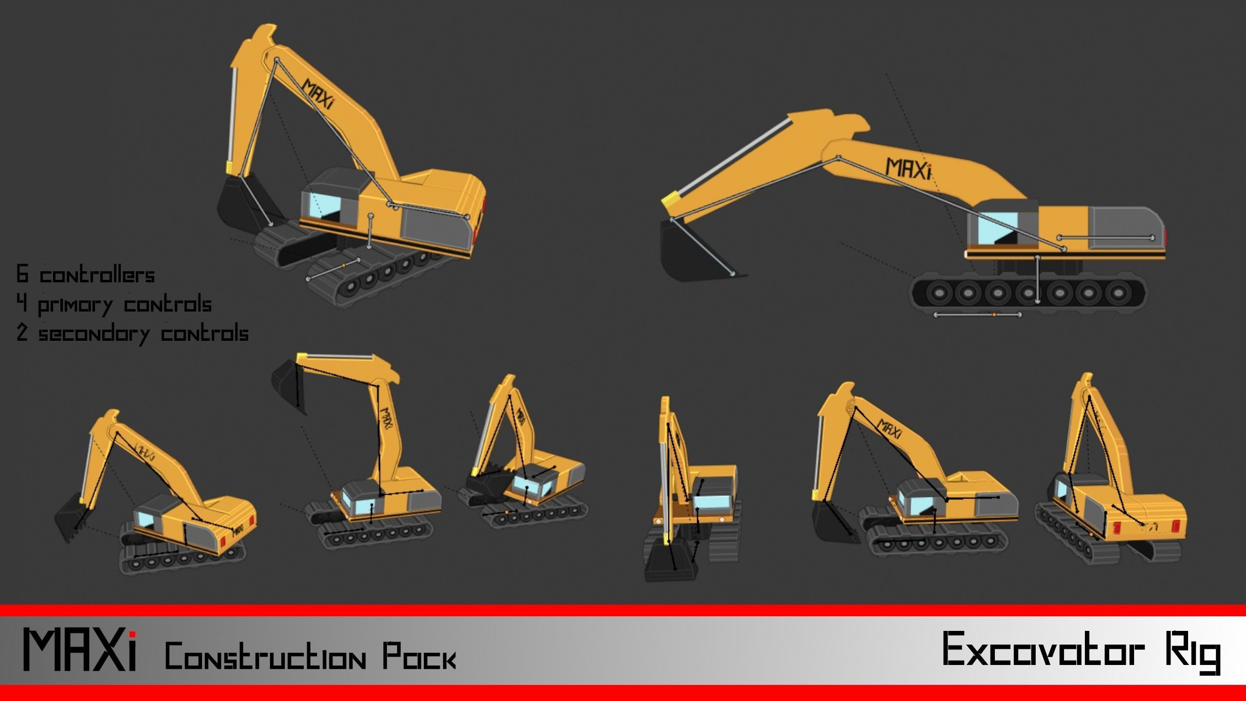 LowPoly Construction Vehicle Pack Low-poly 3D model_4