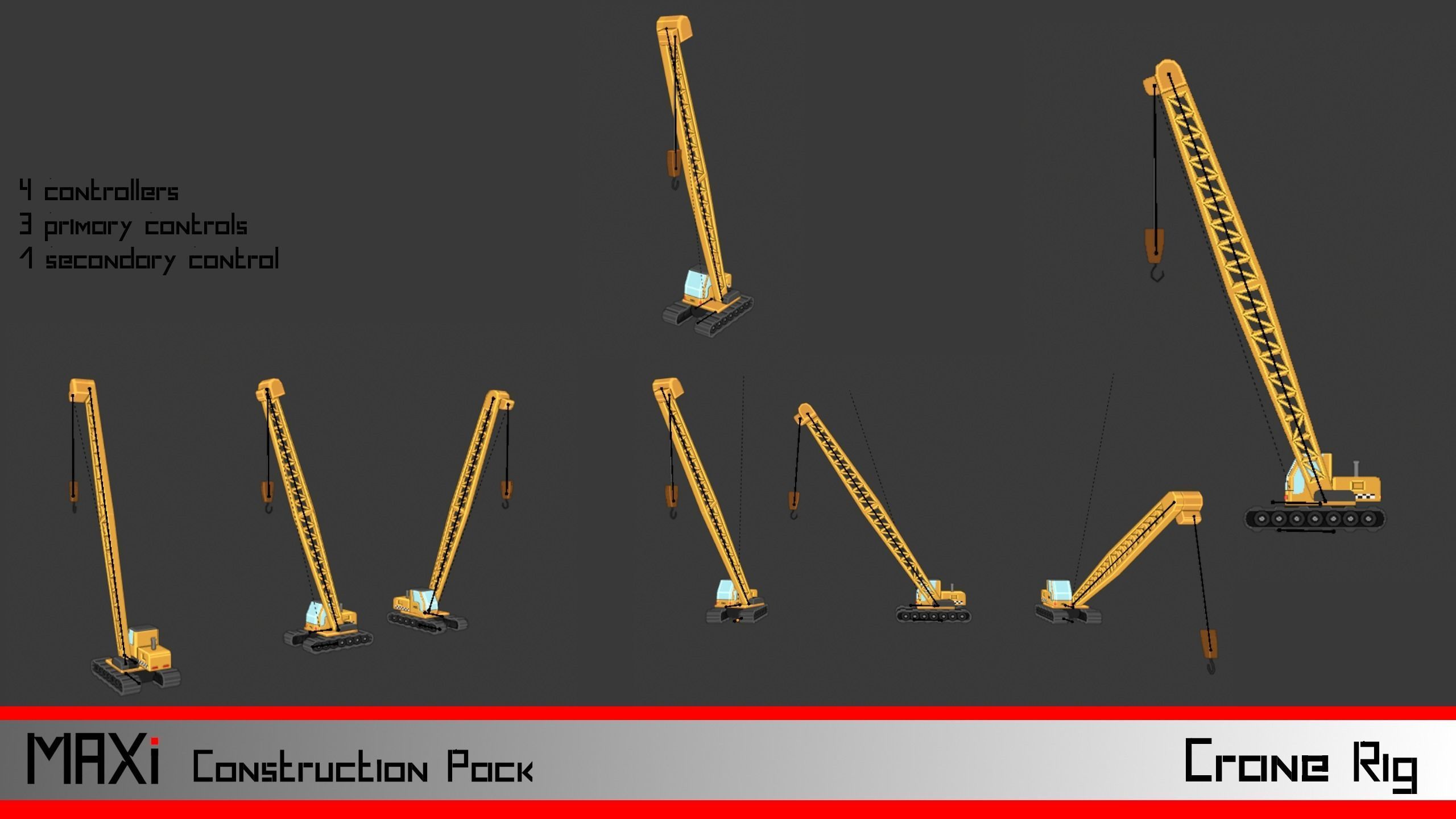 LowPoly Construction Vehicle Pack Low-poly 3D model_2