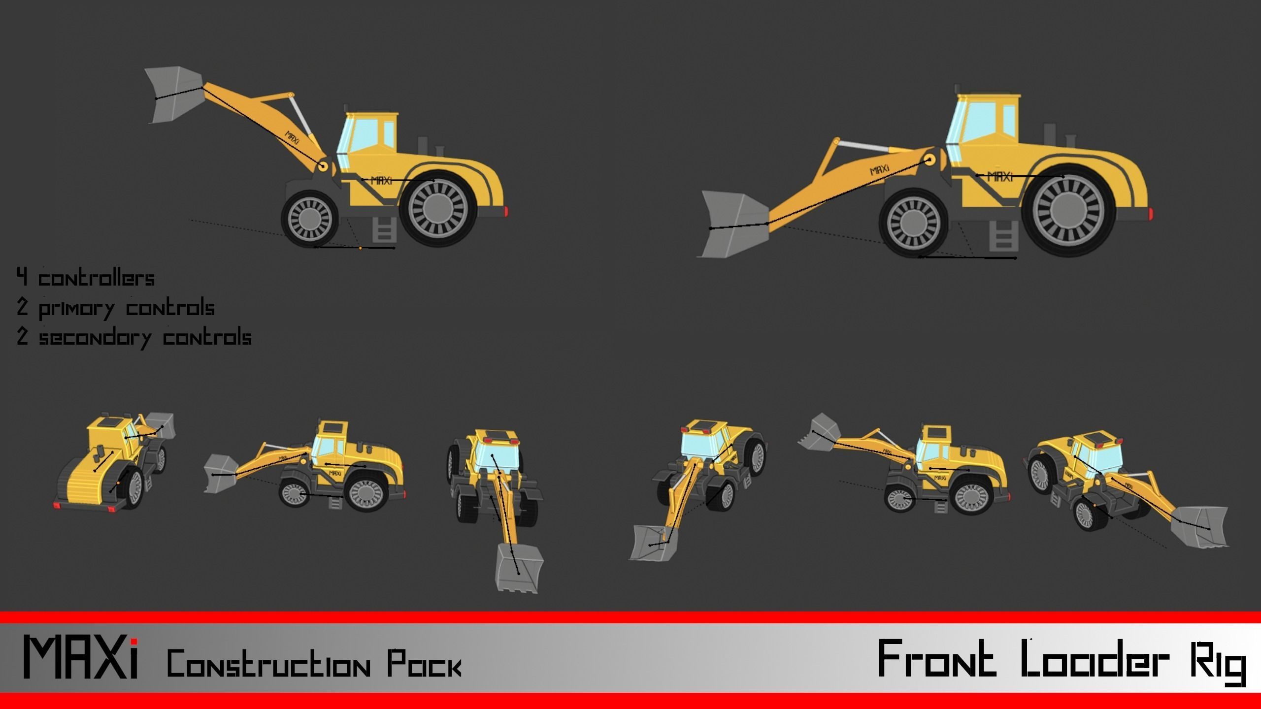 LowPoly Construction Vehicle Pack Low-poly 3D model_6