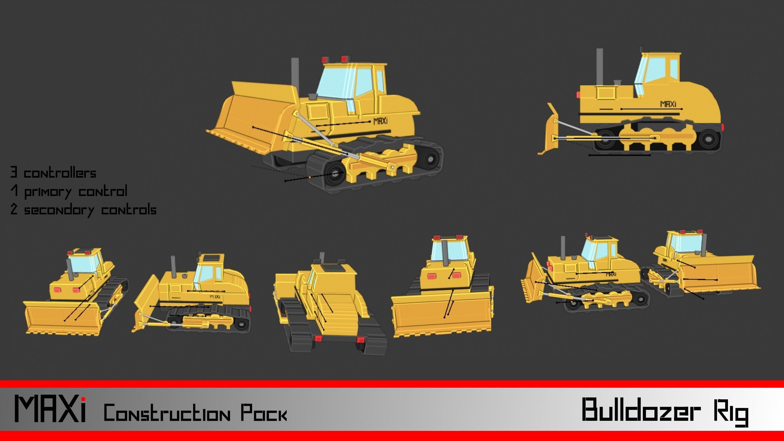 LowPoly Construction Vehicle Pack Low-poly 3D model_1