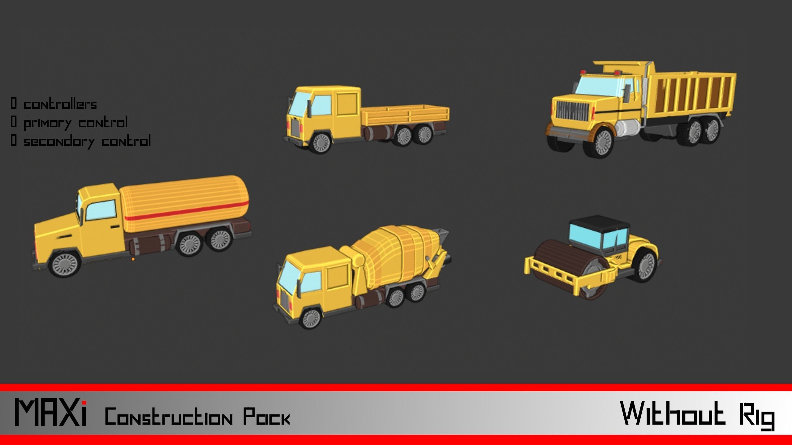 LowPoly Construction Vehicle Pack Low-poly 3D model_9
