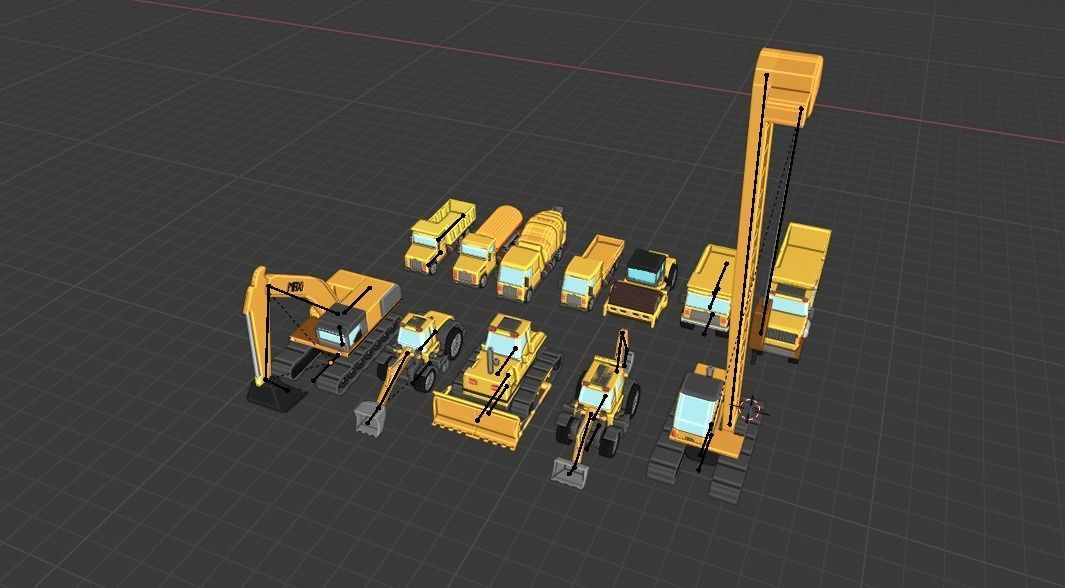 LowPoly Construction Vehicle Pack Low-poly 3D model_8