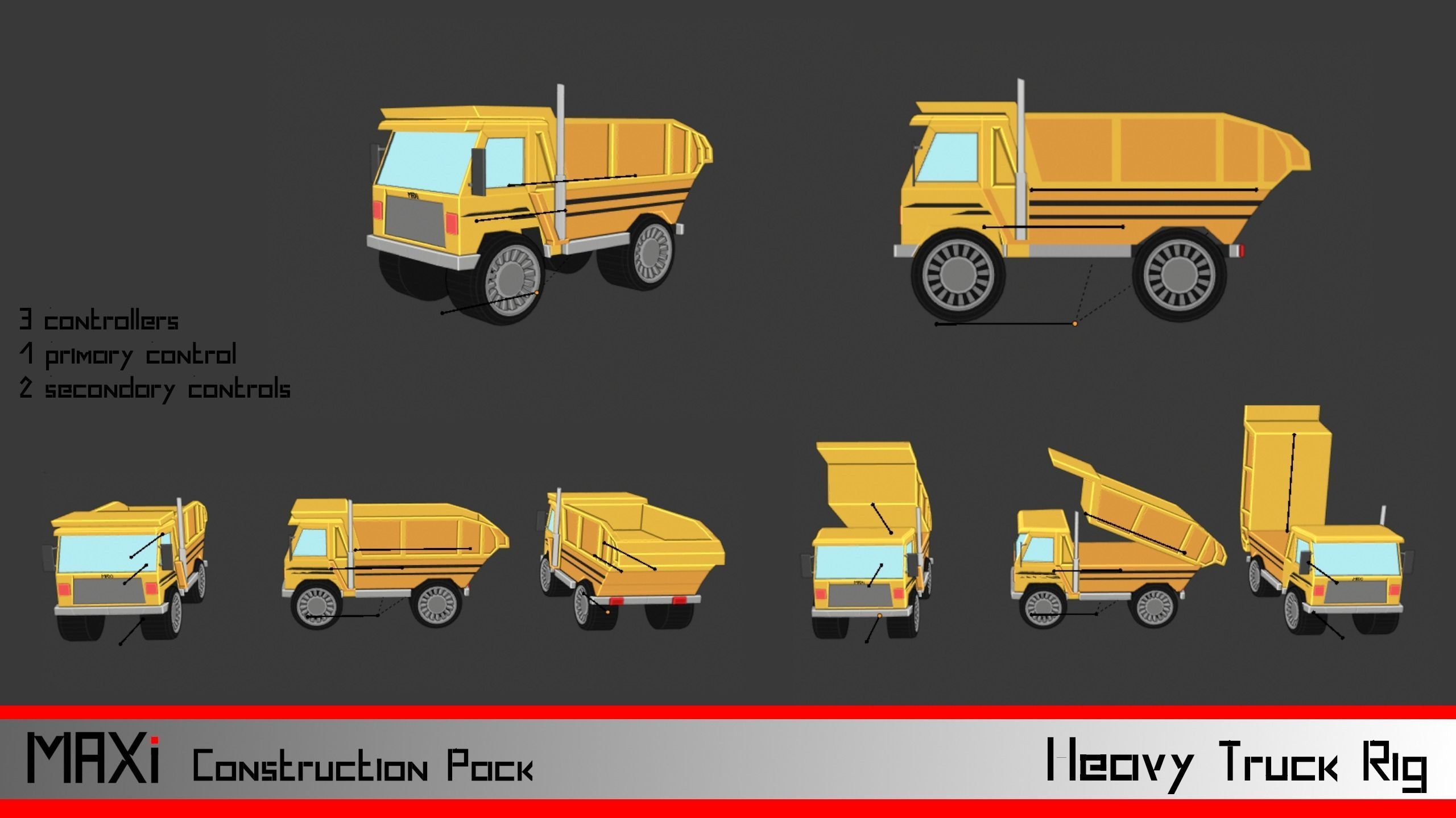 LowPoly Construction Vehicle Pack Low-poly 3D model_7
