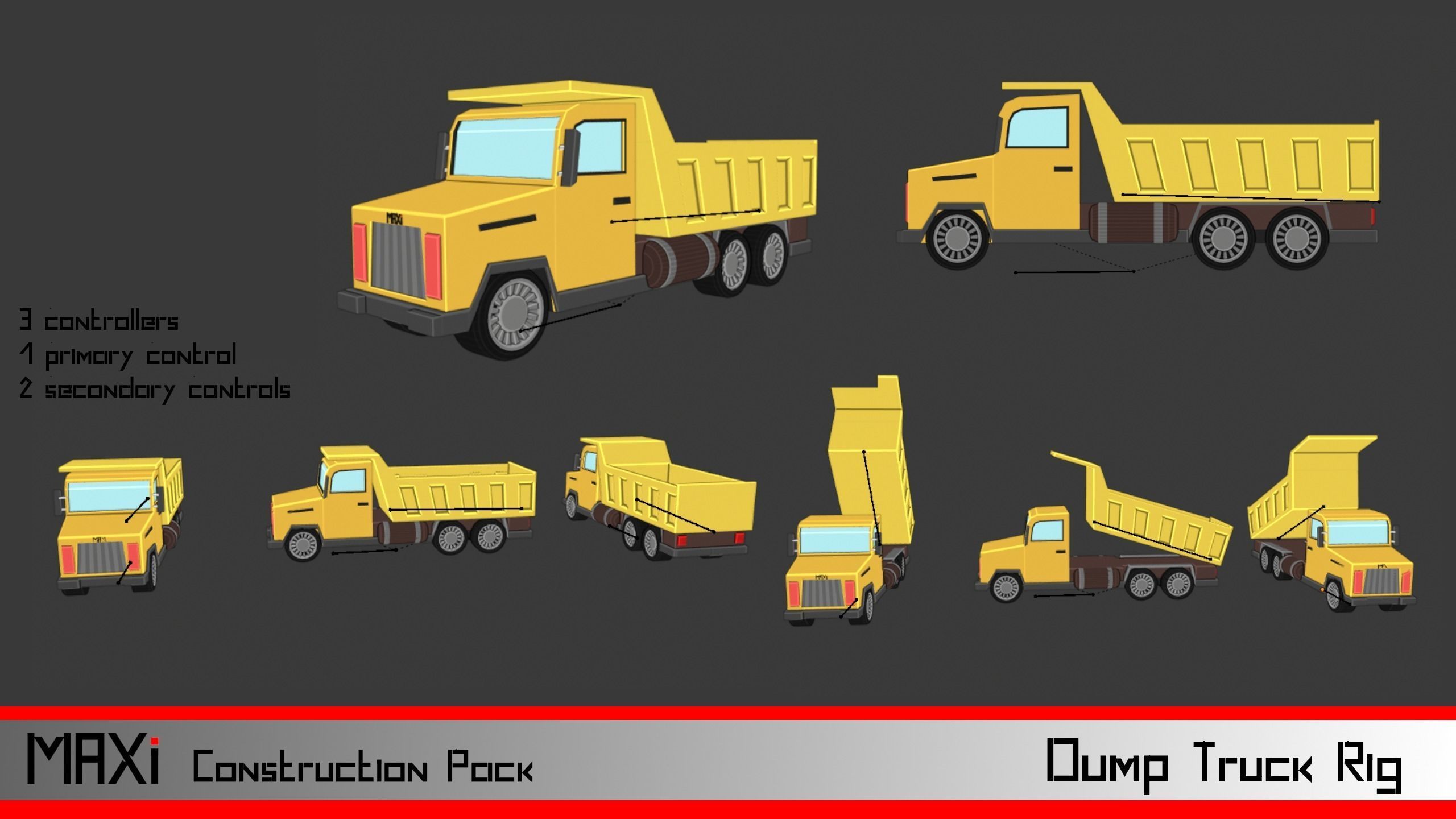 LowPoly Construction Vehicle Pack Low-poly 3D model_3